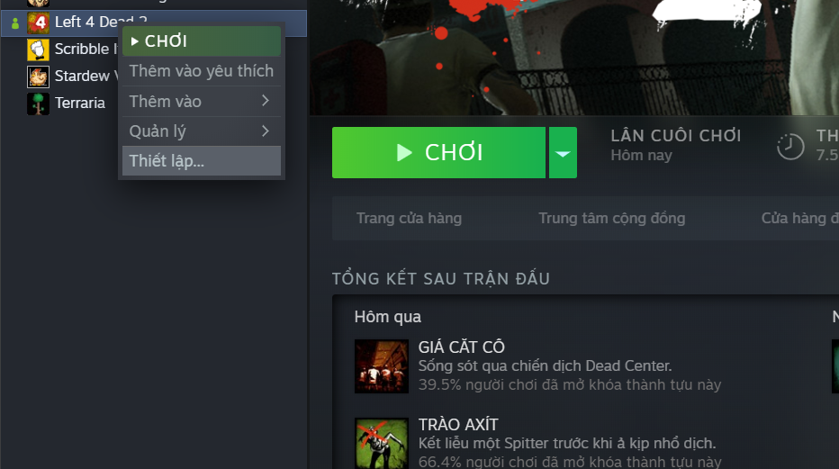 Open game settings